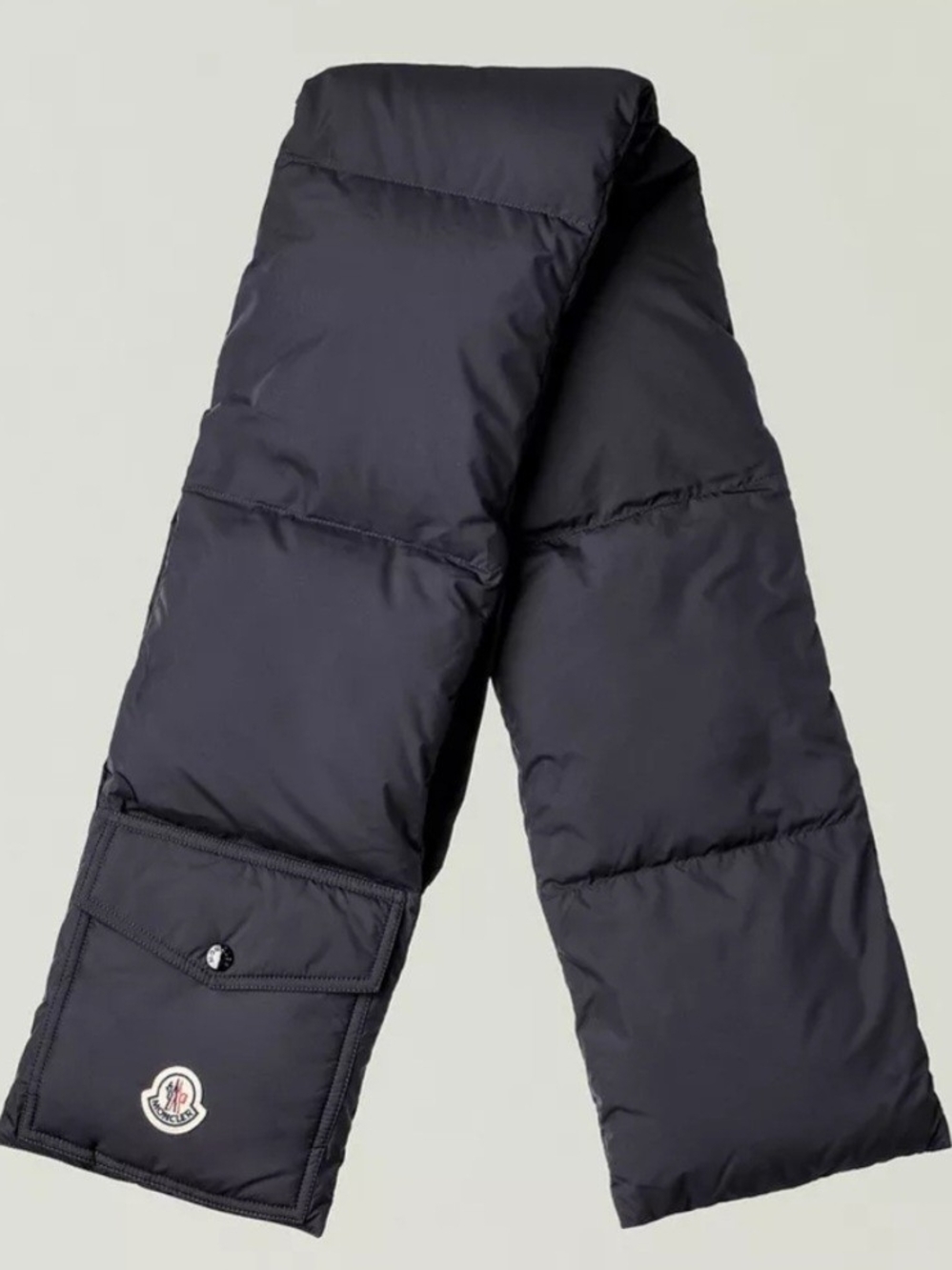 Moncler Men Navy Quilted Puffer Scarf with Logo Pocket